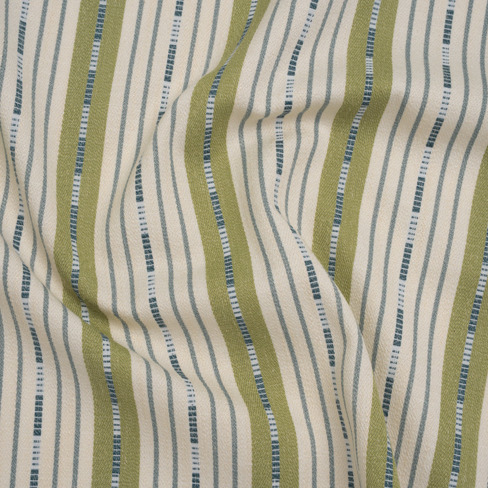 Recycled Polyester Twill Jacquard - Lagoon Stripes and Dashes - British Imported