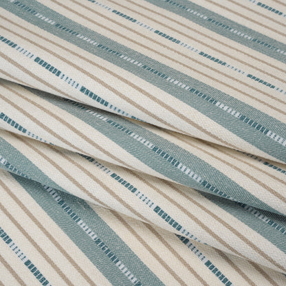 Recycled Polyester Twill Jacquard - Seaspray Stripes and Dashes - British Imported