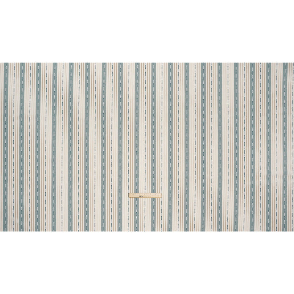 Recycled Polyester Twill Jacquard - Seaspray Stripes and Dashes - British Imported