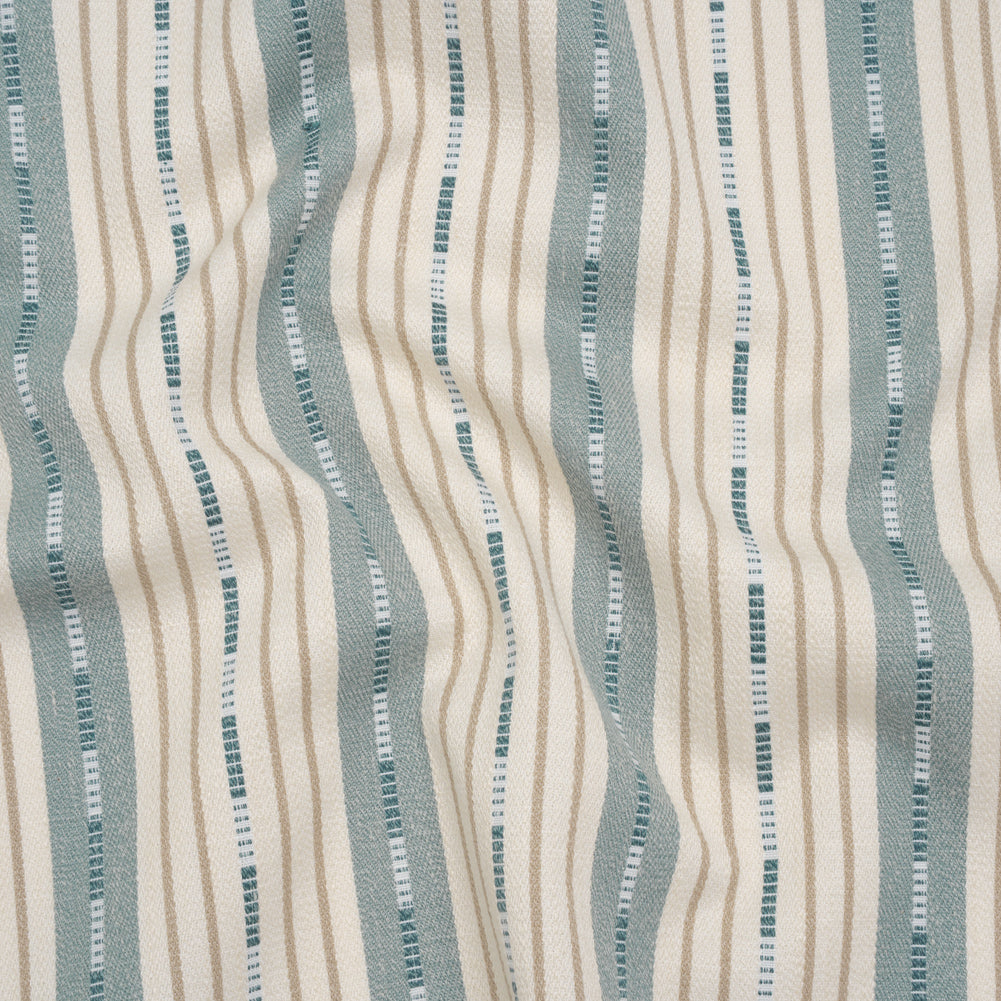 Recycled Polyester Twill Jacquard - Seaspray Stripes and Dashes - British Imported