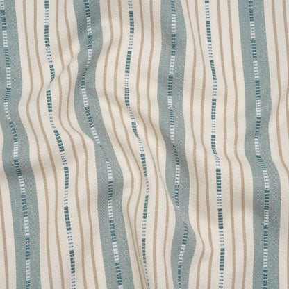 Recycled Polyester Twill Jacquard - Seaspray Stripes and Dashes - British Imported