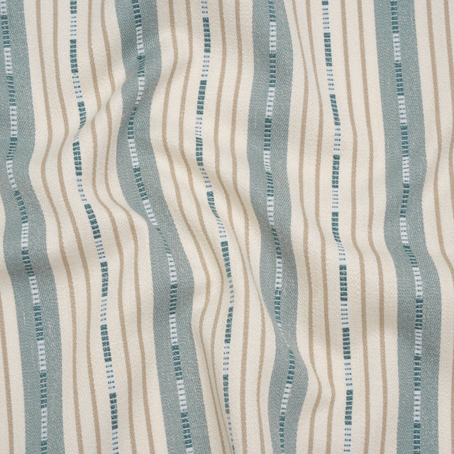 Recycled Polyester Twill Jacquard - Seaspray Stripes and Dashes - British Imported