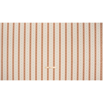 Recycled Polyester Twill Jacquard - Terracotta Stripes and Dashes - British Imported