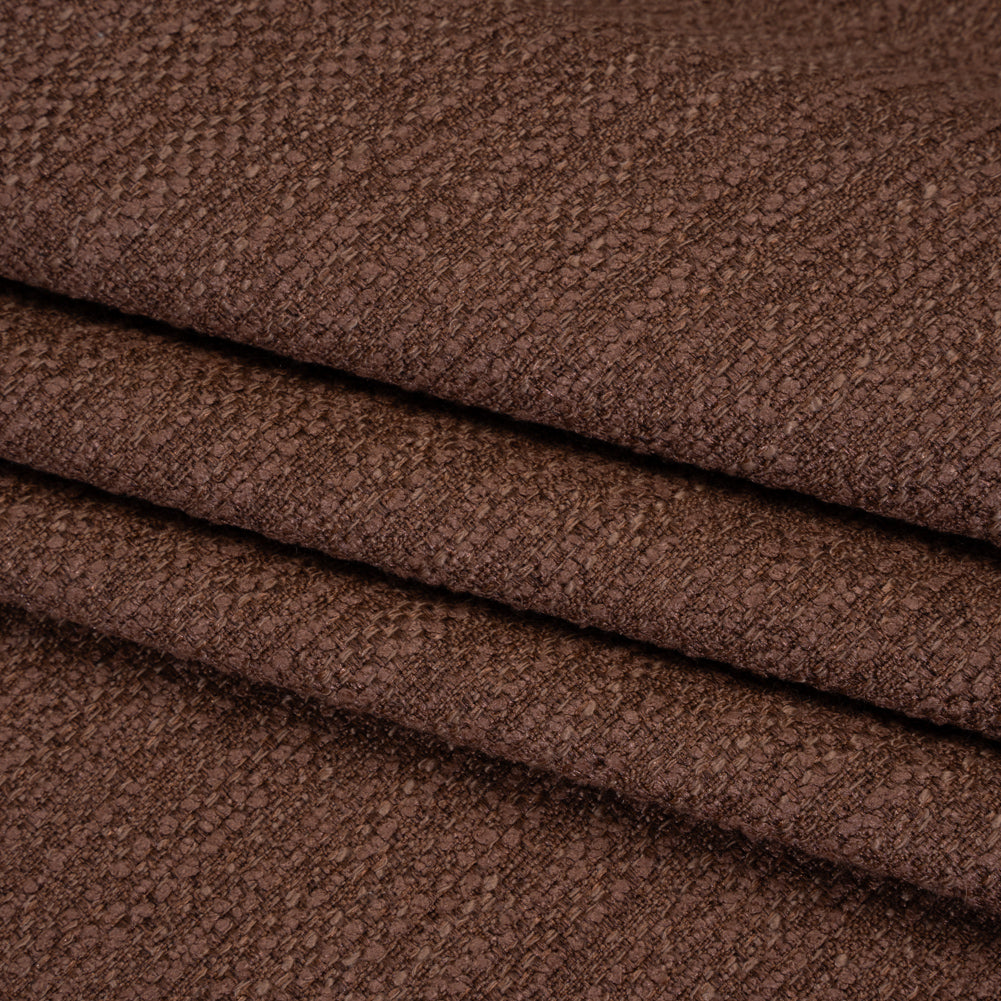 Recycled Polyester Slubbed Boucle Woven - Mulberry - British Imported