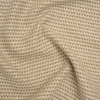 Recycled Polyester and Cotton Basketweave Dobby - Maize Little Squares - British Imported