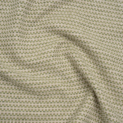 Recycled Polyester and Cotton Basketweave Dobby - Moss Little Squares - British Imported