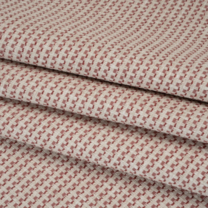 Recycled Polyester and Cotton Basketweave Dobby - Mulberry Little Squares - British Imported