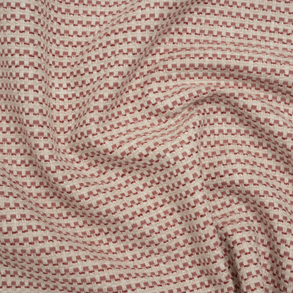 Recycled Polyester and Cotton Basketweave Dobby - Mulberry Little Squares - British Imported