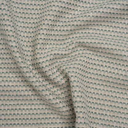Recycled Polyester and Cotton Basketweave Dobby - Seafoam Little Squares - British Imported