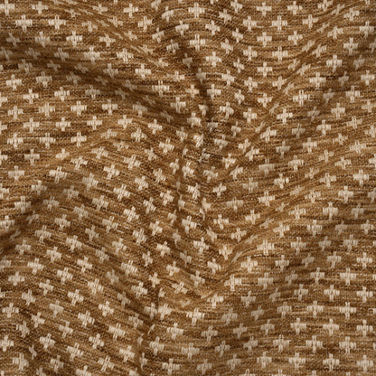 Polyester Boucle Home Decor Jacquard - Caramel Plus Signs - British Imported