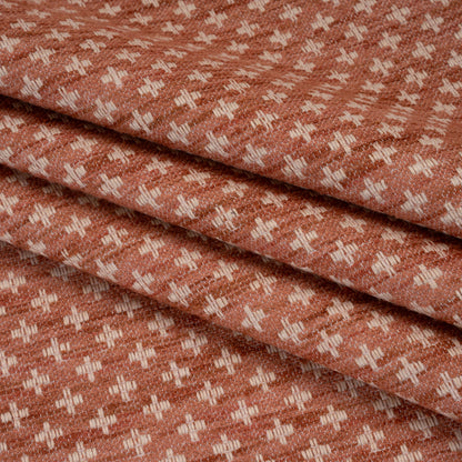 Polyester Boucle Home Decor Jacquard - Coral Plus Signs - British Imported