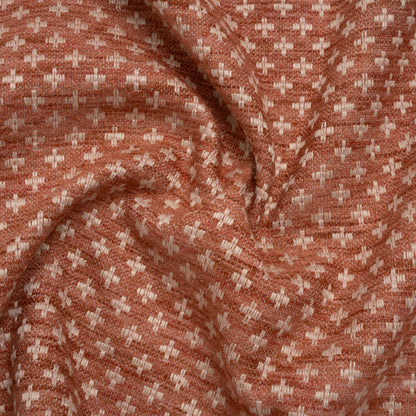 Polyester Boucle Home Decor Jacquard - Coral Plus Signs - British Imported