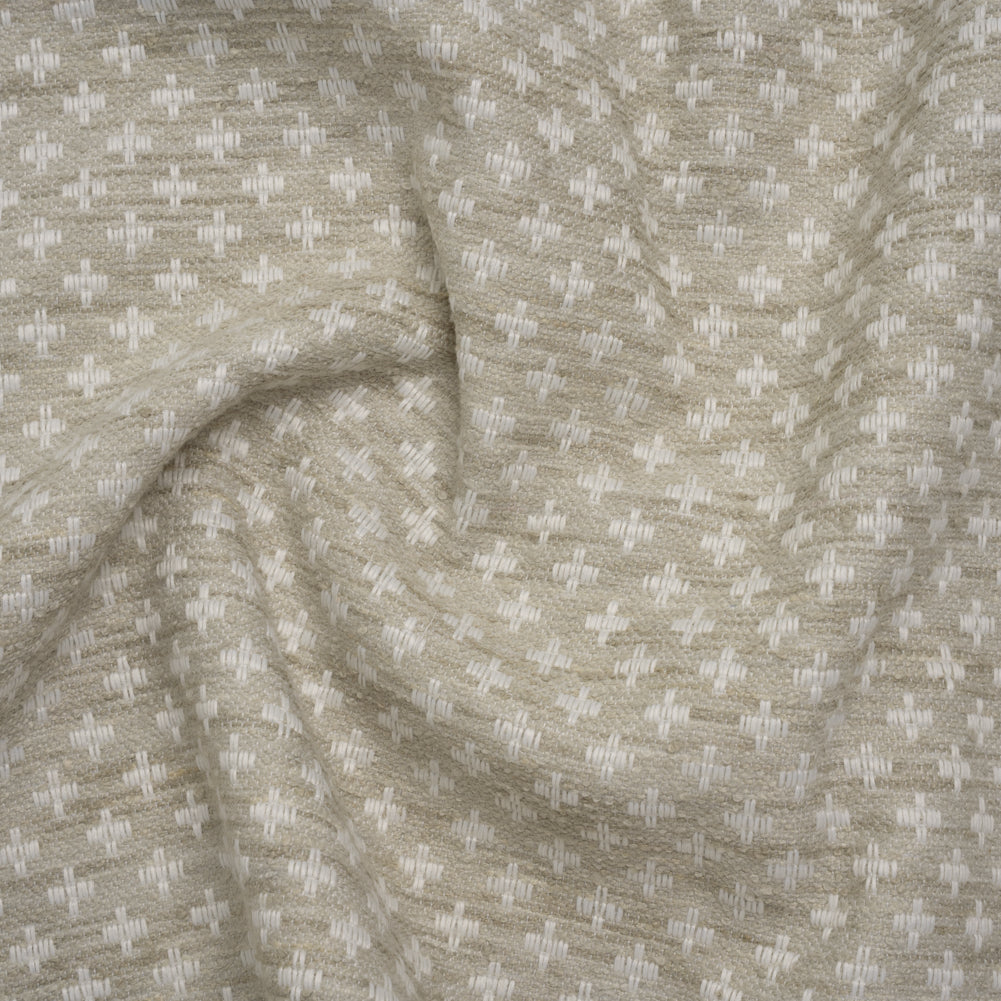 Polyester Boucle Home Decor Jacquard - Dove Plus Signs - British Imported