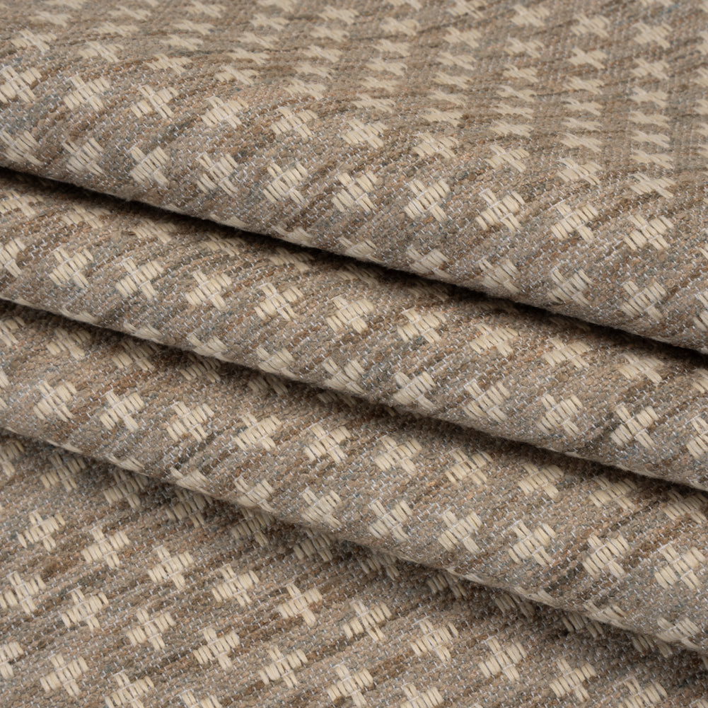 Polyester Boucle Home Decor Jacquard - Fawn Plus Signs - British Imported