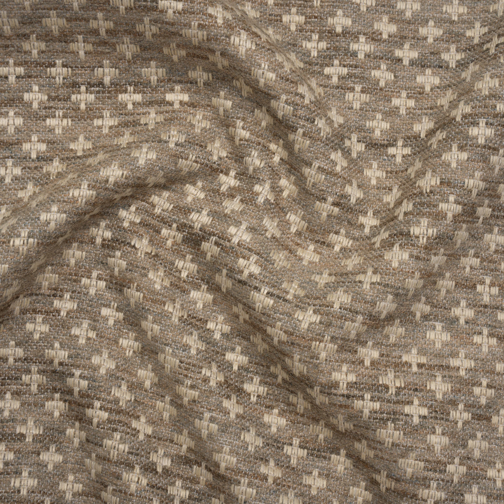 Polyester Boucle Home Decor Jacquard - Fawn Plus Signs - British Imported