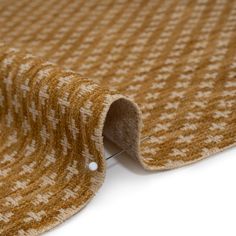 Polyester Boucle Home Decor Jacquard - Honey Plus Signs - British Imported