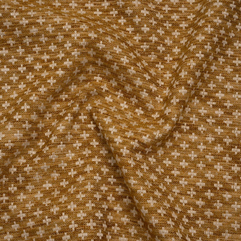 Polyester Boucle Home Decor Jacquard - Honey Plus Signs - British Imported