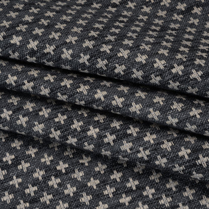 Polyester Boucle Home Decor Jacquard - Ink Plus Signs - British Imported