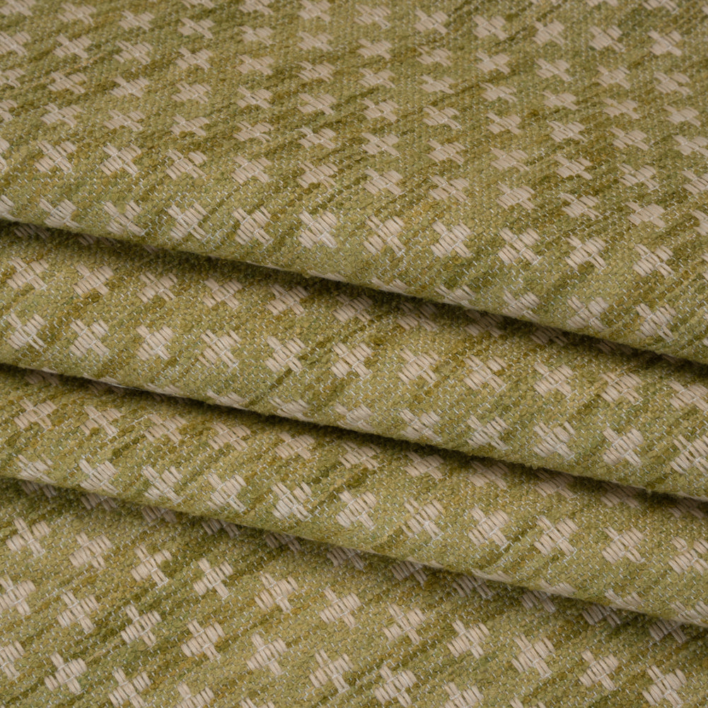 Polyester Boucle Home Decor Jacquard - Leaf Plus Signs - British Imported
