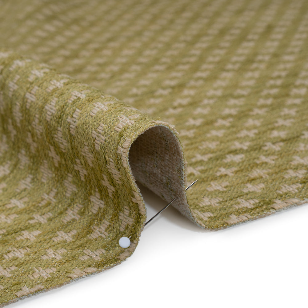 Polyester Boucle Home Decor Jacquard - Leaf Plus Signs - British Imported