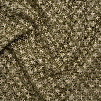 Polyester Boucle Home Decor Jacquard - Moss Plus Signs - British Imported