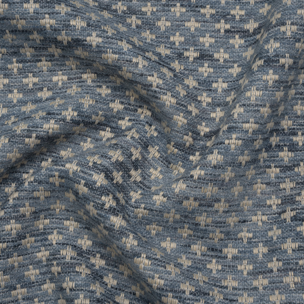 Polyester Boucle Home Decor Jacquard - Ocean Plus Signs - British Imported