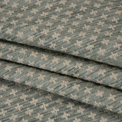 Polyester Boucle Home Decor Jacquard - Seafoam Plus Signs - British Imported