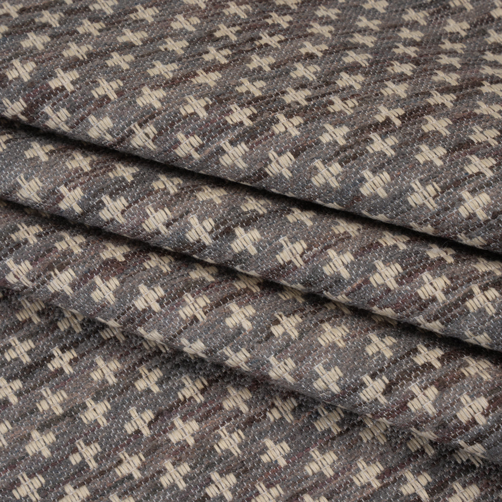 Polyester Boucle Home Decor Jacquard - Slate Plus Signs - British Imported
