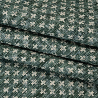 Polyester Boucle Home Decor Jacquard - Teal Plus Signs - British Imported