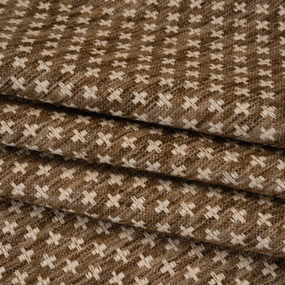 Polyester Boucle Home Decor Jacquard - Walnut Plus Signs - British Imported