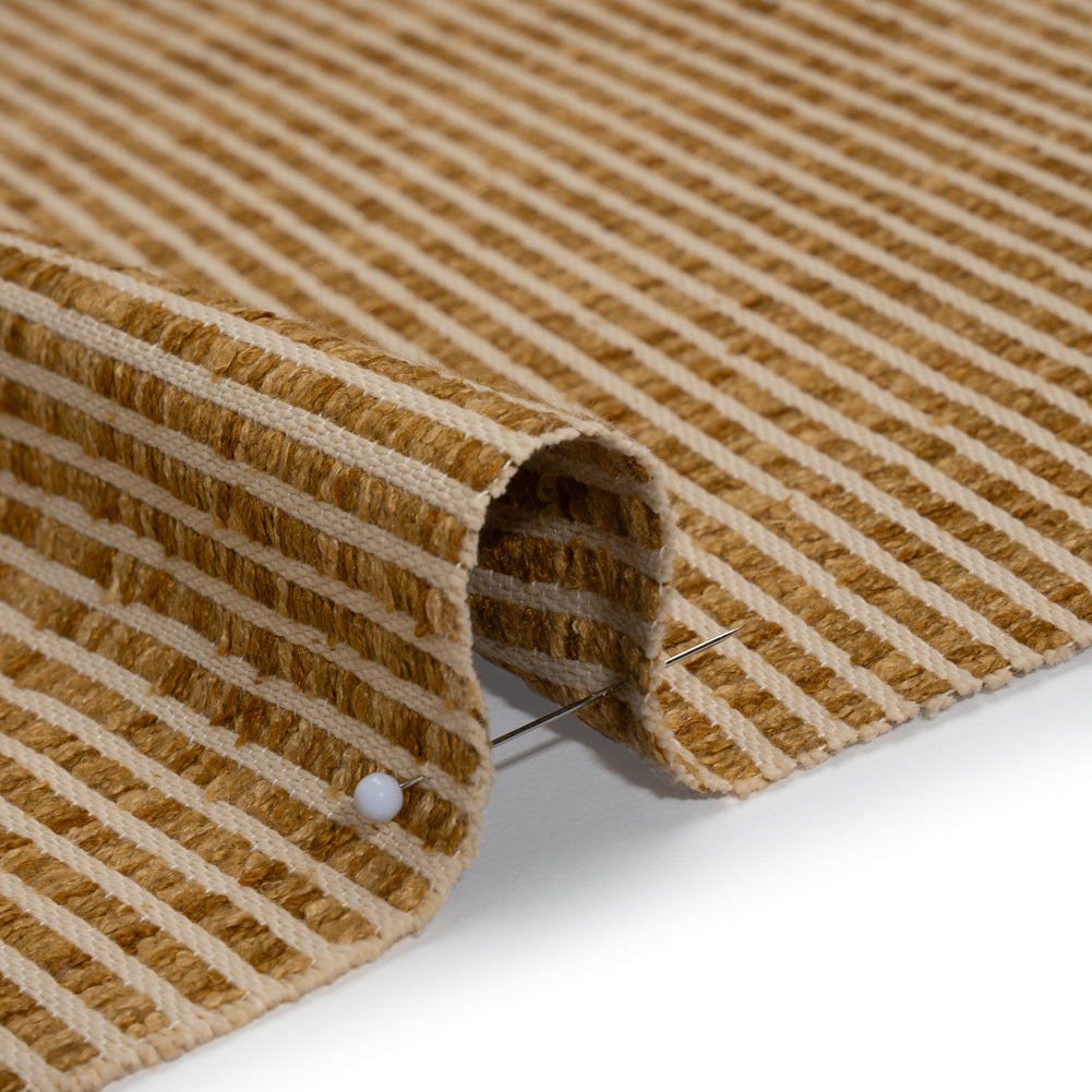 Polyester Boucle Woven - Honey Stripes - British Imported