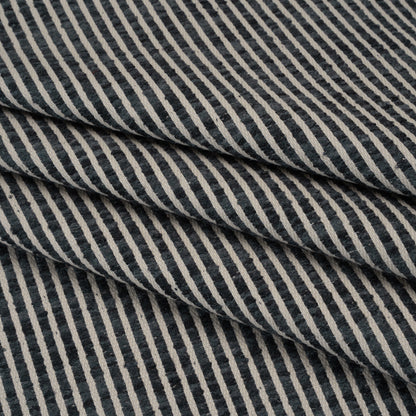 Polyester Boucle Woven - Ink Stripes - British Imported