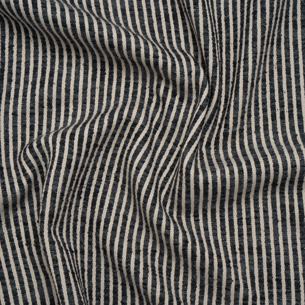 Polyester Boucle Woven - Ink Stripes - British Imported