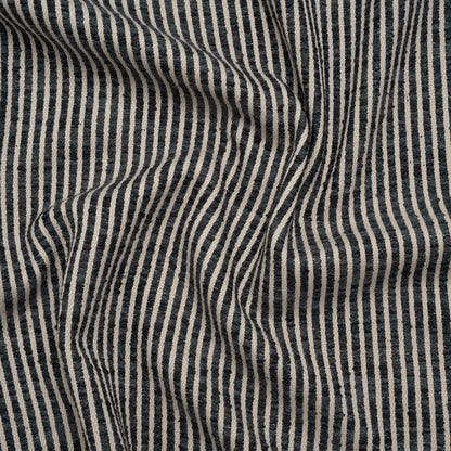 Polyester Boucle Woven - Ink Stripes - British Imported