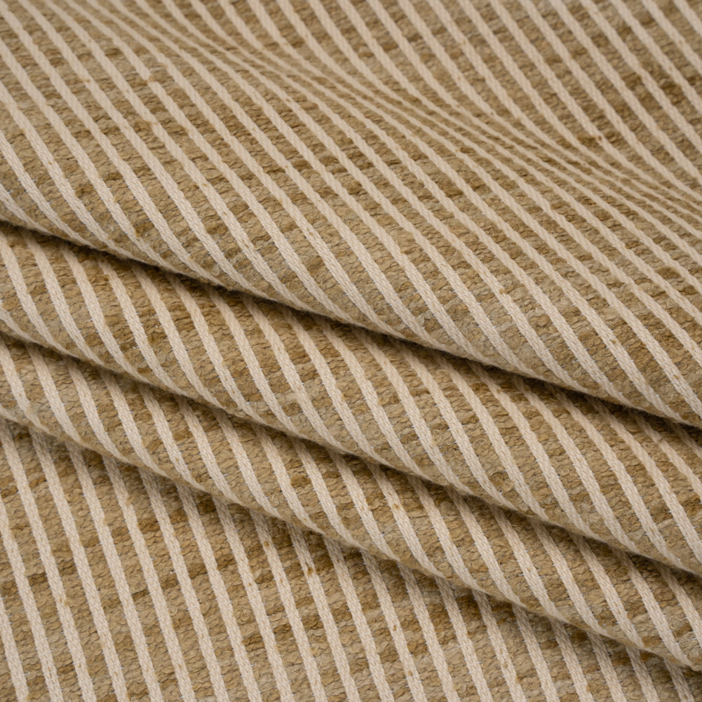 Polyester Boucle Woven - Jute Stripes - British Imported