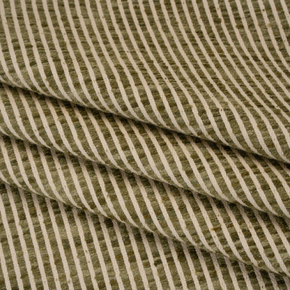 Polyester Boucle Woven - Moss Stripes - British Imported
