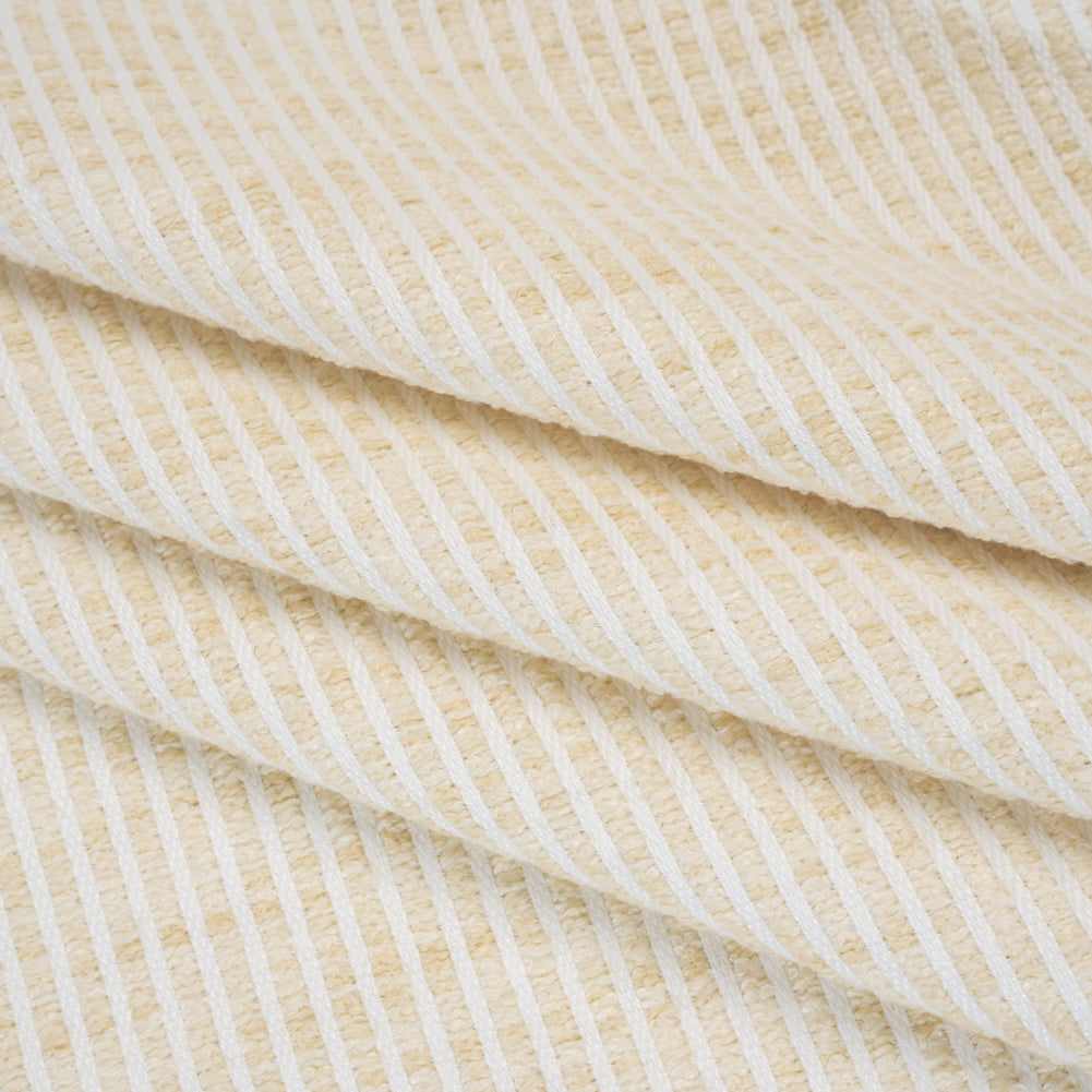 Polyester Boucle Woven - Oyster Stripes - British Imported Folded