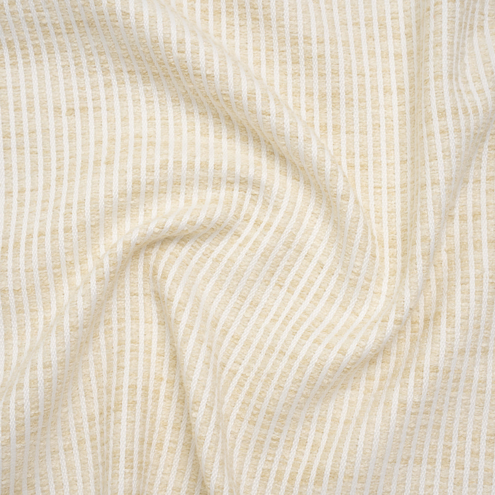 Polyester Boucle Woven - Oyster Stripes - British Imported