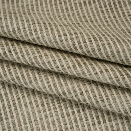 Polyester Boucle Woven - Sage Stripes - British Imported