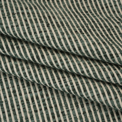 Polyester Boucle Woven - Teal Stripes - British Imported