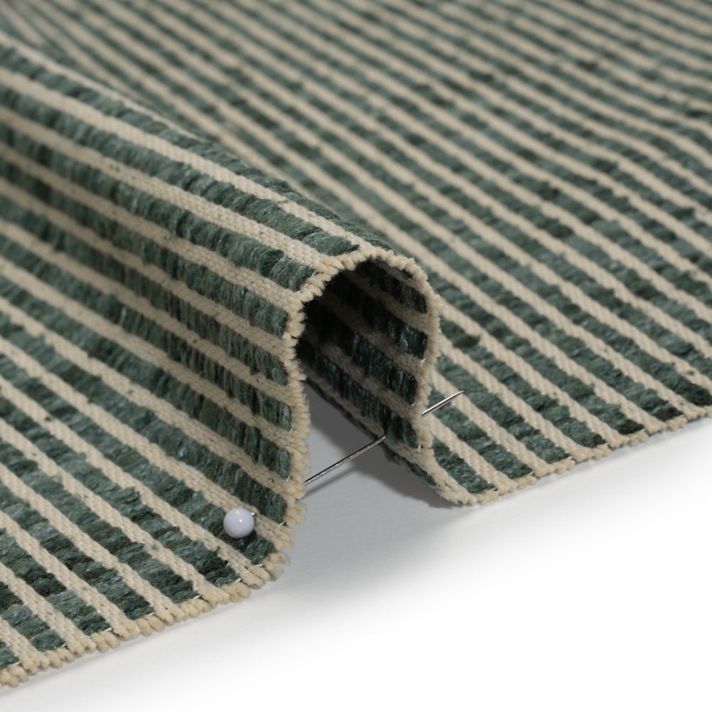 Polyester Boucle Woven - Teal Stripes - British Imported