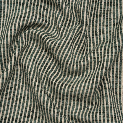 Polyester Boucle Woven - Teal Stripes - British Imported