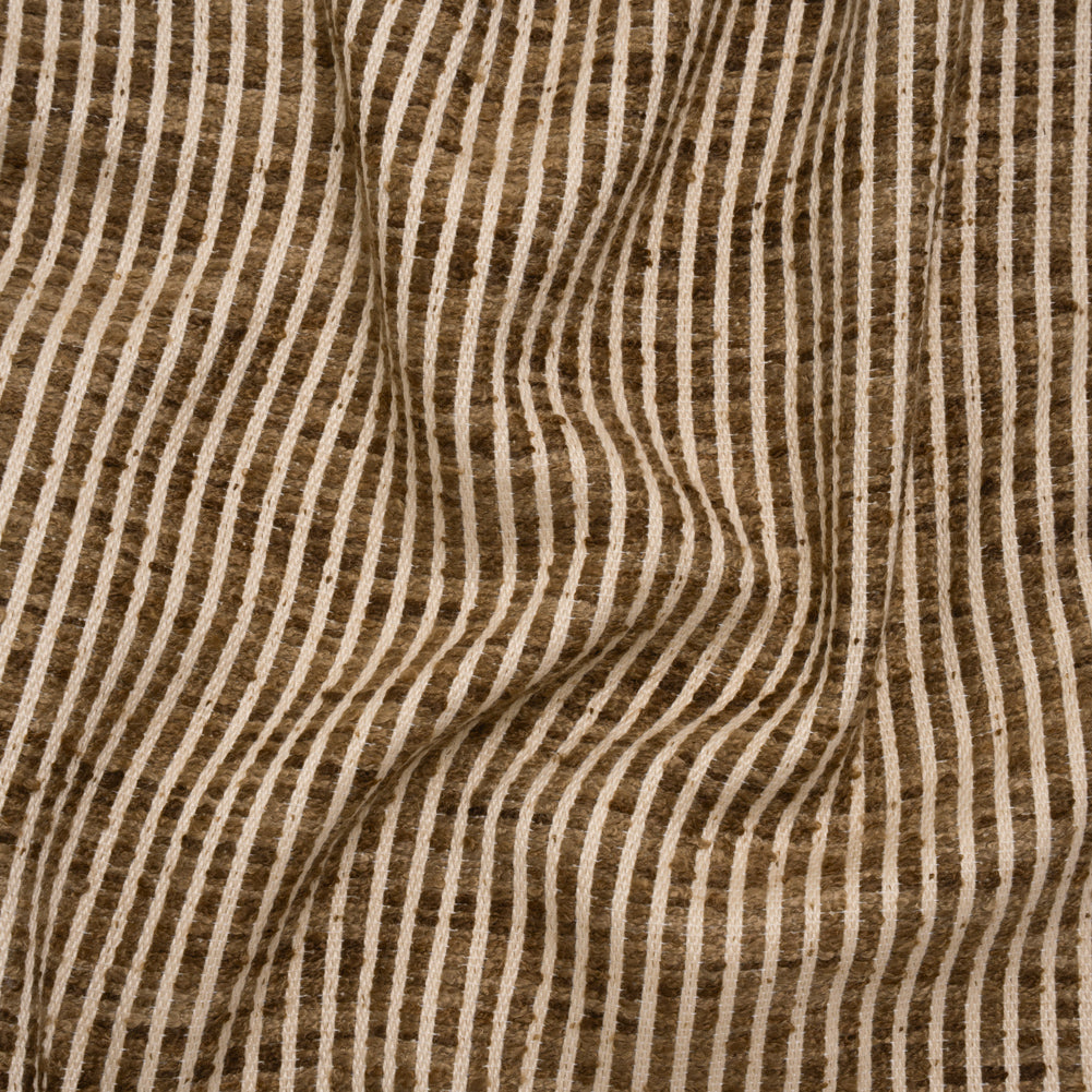 Polyester Boucle Woven - Walnut Stripes - British Imported