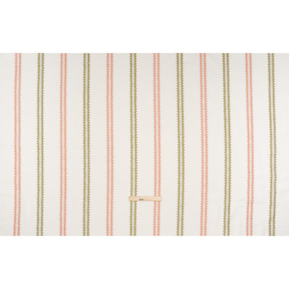 Embroidered Recycled Polyester and Cotton Woven - Blush Pink Zig Zag Ladder Stripes - British Imported