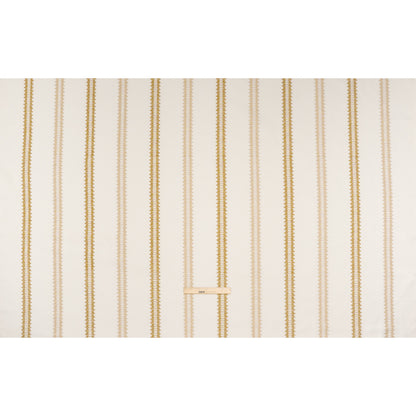 Embroidered Recycled Polyester and Cotton Woven - Ochre Zig Zag Ladder Stripes - British Imported