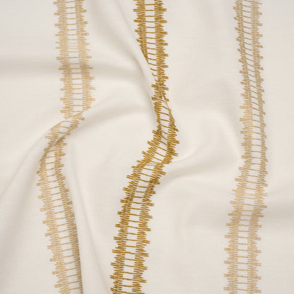 Embroidered Recycled Polyester and Cotton Woven - Ochre Zig Zag Ladder Stripes - British Imported