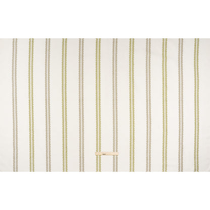 Embroidered Recycled Polyester and Cotton Woven - Olive Zig Zag Ladder Stripes - British Imported