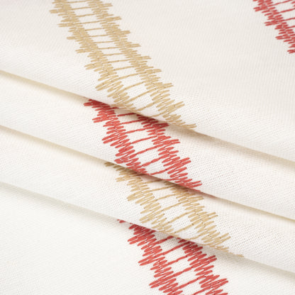 Embroidered Recycled Polyester and Cotton Woven - Raspberry Zig Zag Ladder Stripes - British Imported