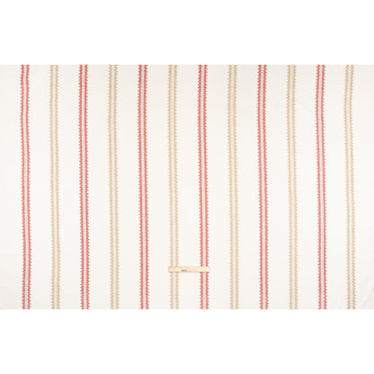 Embroidered Recycled Polyester and Cotton Woven - Raspberry Zig Zag Ladder Stripes - British Imported