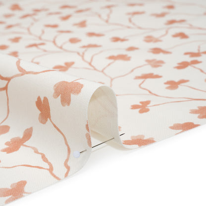 Brushed Cotton and Linen Canvas - Blush Pink Clover Leaf Vines - British Imported